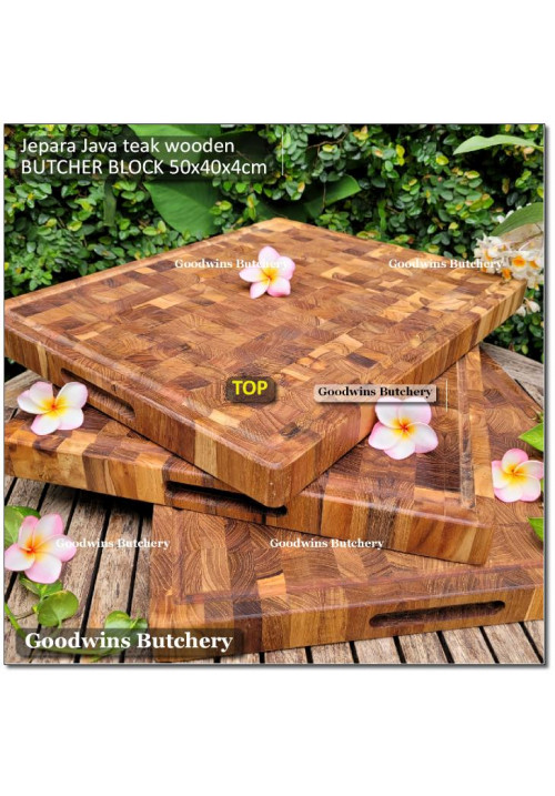 Cutting board BUTCHER BLOCK RECTANGLE 50x40x4cm +/-5.5kg talenan kayu jati Jepara